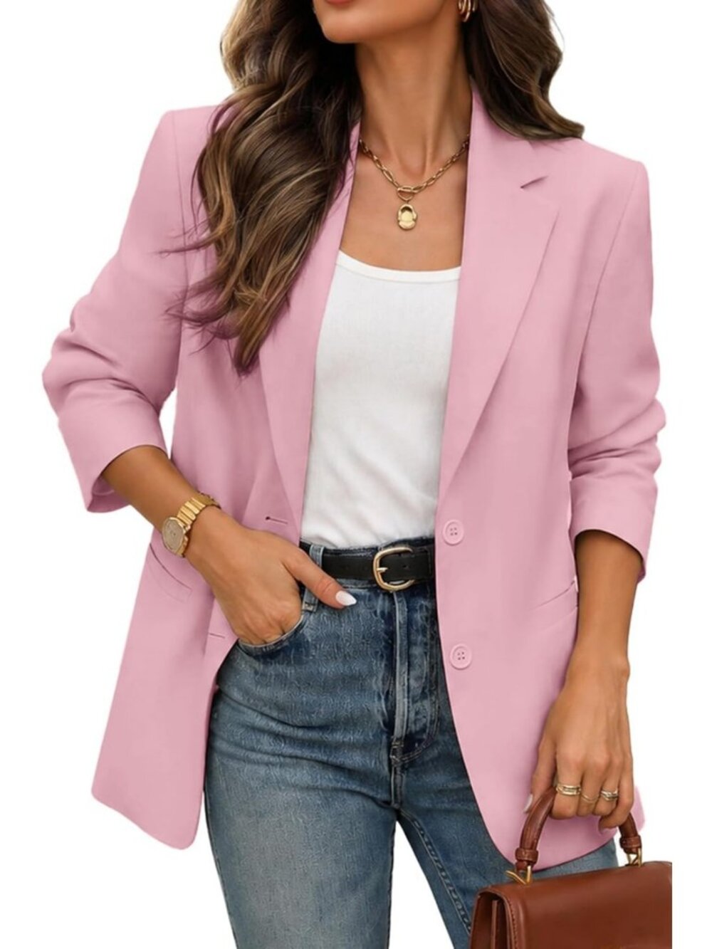 Chic Business Casual Blazer for Women | Boyfriend Fit Jacket with Pockets